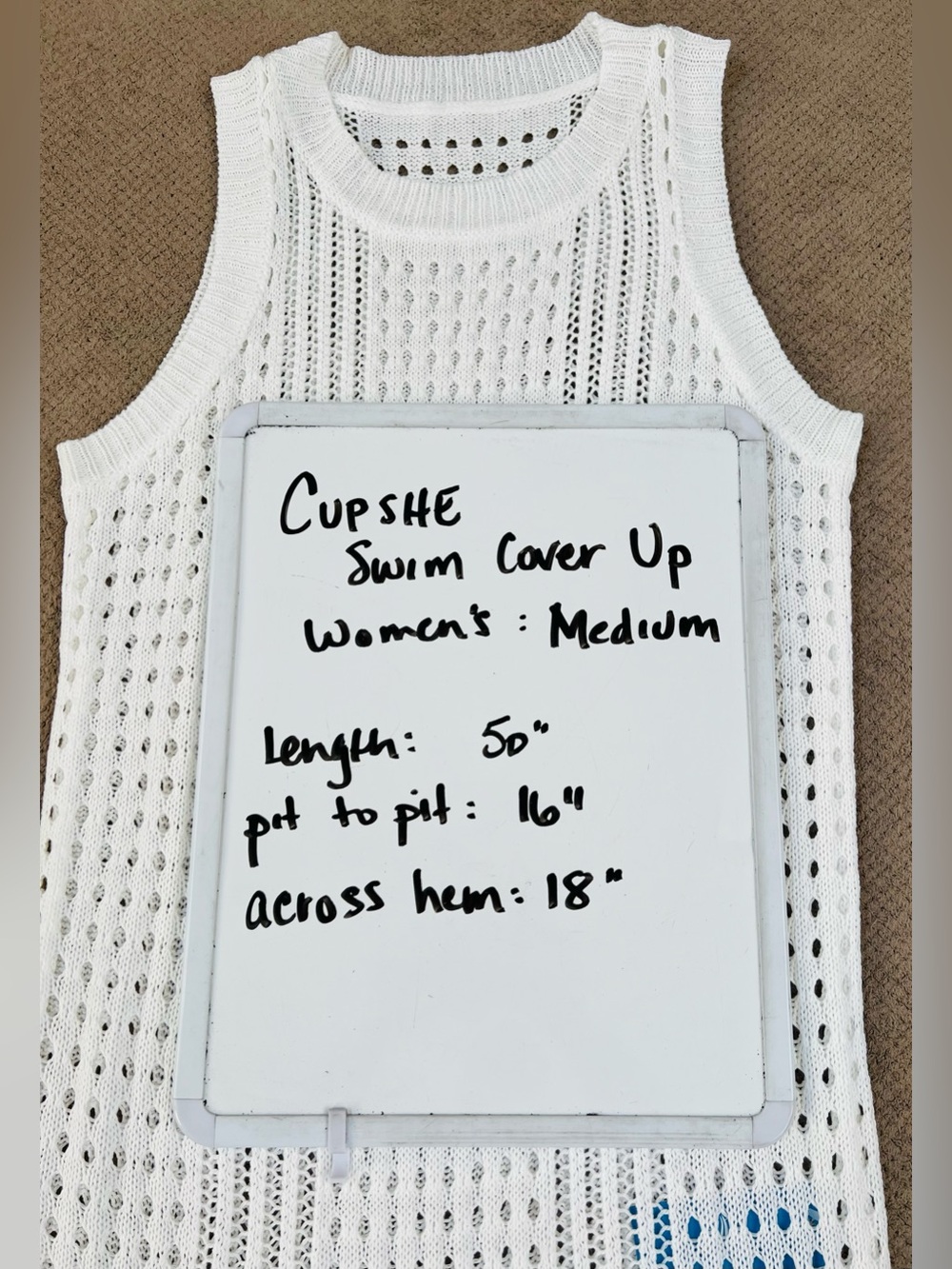 Cupshe Women’s Medium White Knit Cutout Bodycon Side Slit Maxi Cover Up Dress - Picture 8 of 13